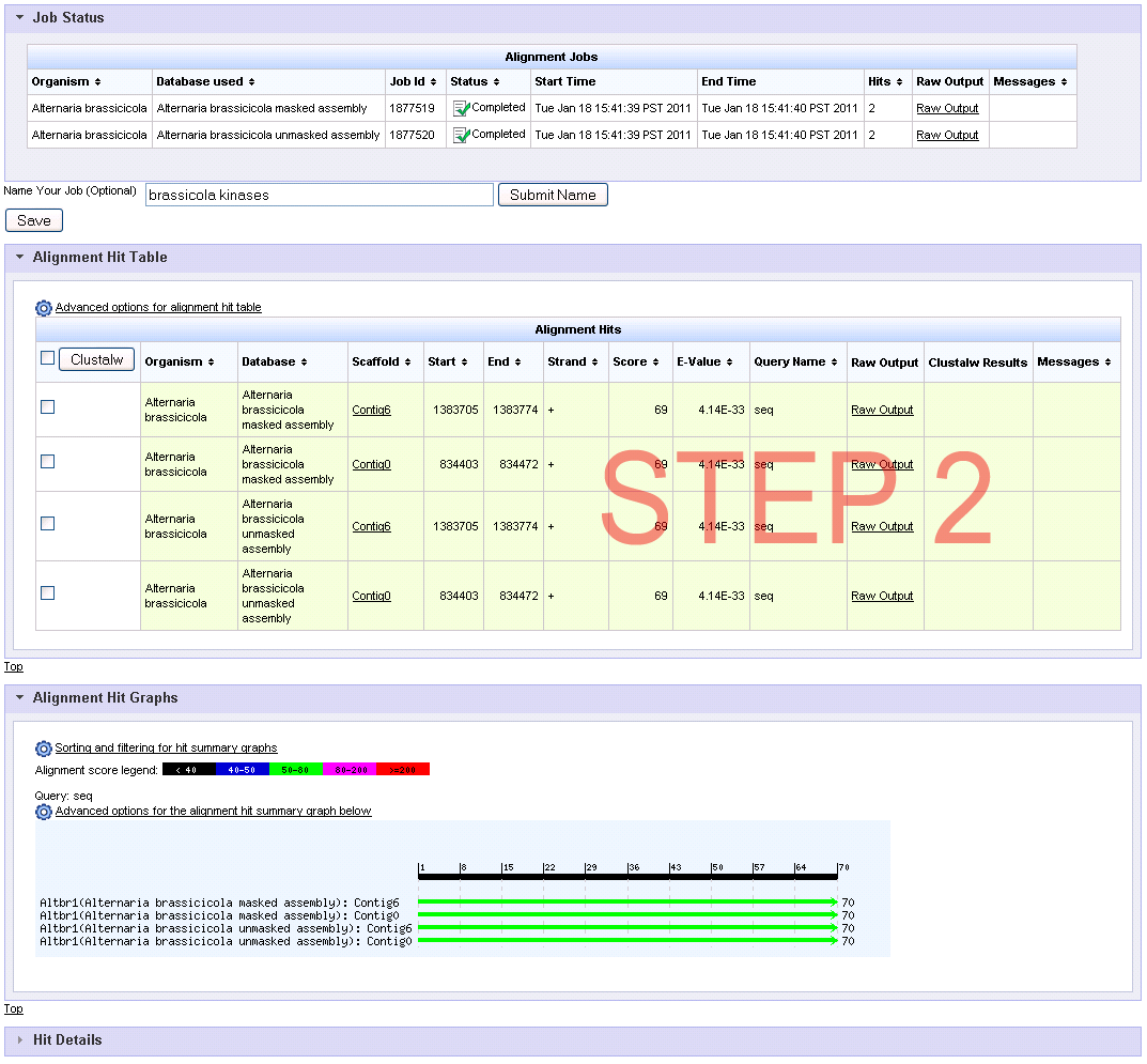 BLAST query page tiny screenshot