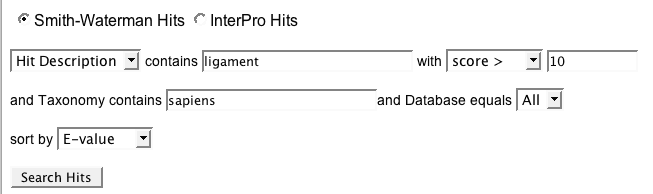 sample multidatabase search form