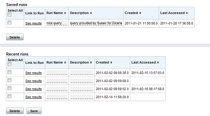 MyPortal page with alignment runs panel